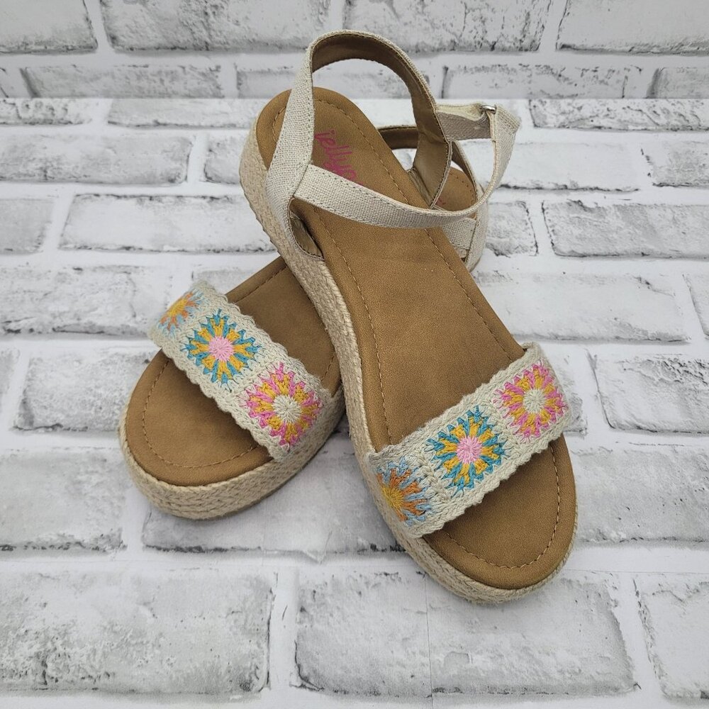 Jellypop Granny Square Crochet Espadrille Platform Sandals Girls 5 Women's 7